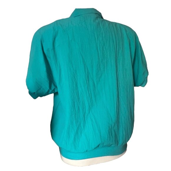 Vintage Cape Cod Petites Track Shirt Sz 14 (Large) Retro Collared 80's Blouse - Picture 10 of 11